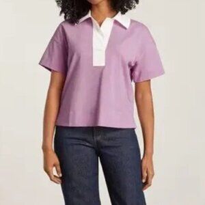 Everlane The Retro Jersey Polo Short Sleeve Shirt Top Mauve Lilac Purple S